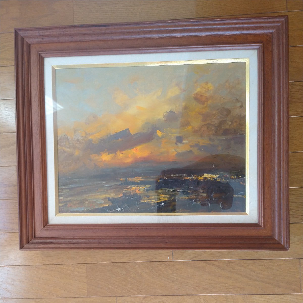 油彩 山本巌 画題: 港夕景 風景画 真作 油彩画 雅虎拍卖代购