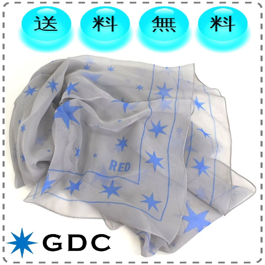 青 GDC ジーディーシー 日本製 シルク100% ストール スカーフ 正方形 大判105cm シンクオーガンジー 絹 メンズ レディース 送料無料_画像1