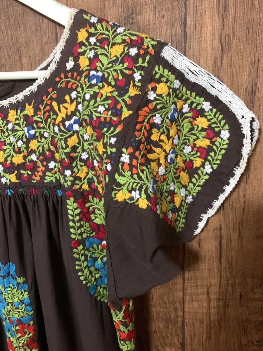 サンアントニーノ 刺繍 手刺繍 メキシカン ワンピース ロング マキシ