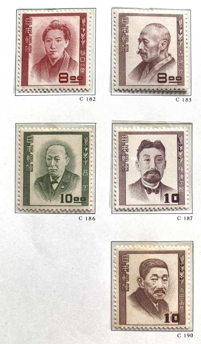 文化人シリーズ　1949年〜　18種完　未使用切手_画像4
