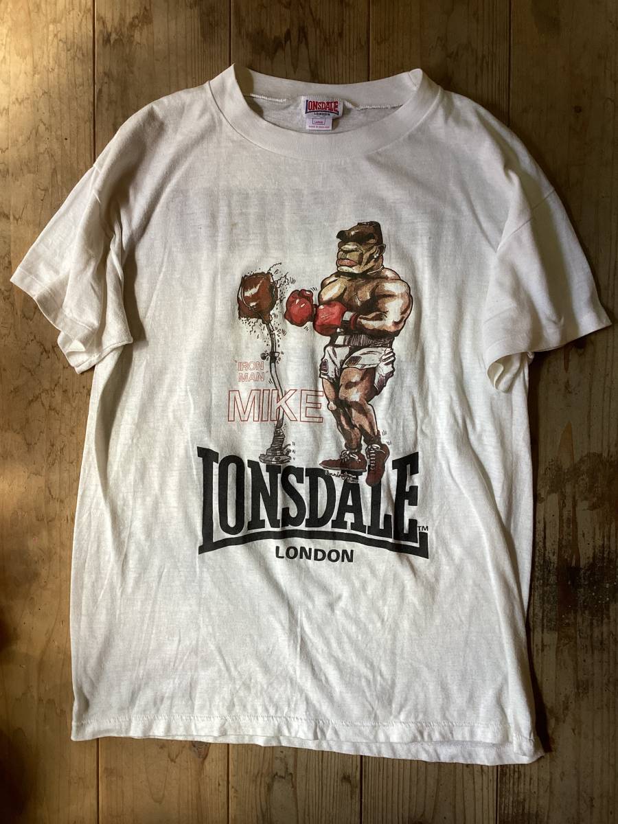 80～90年代ビンテージ☆LONSDALE マイクタイソン プリントTシャツ 