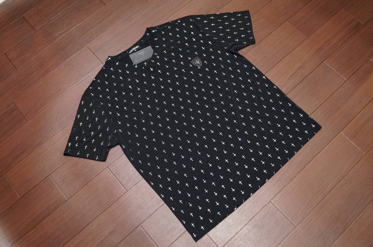 Be Ambition ラバープリント クロス 半袖 カットソー/XXL/黒/おとこのブランド ビッグ サイズ 3l ロンT ビーアンビション 半袖Tシャツ◇
