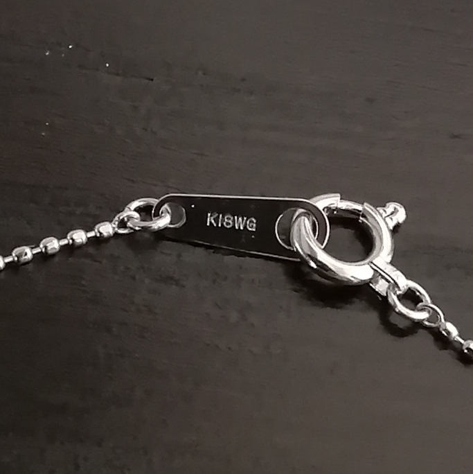 刻印入り】K18WG 【本物】金 ホワイトゴールドカットボールチェーン
