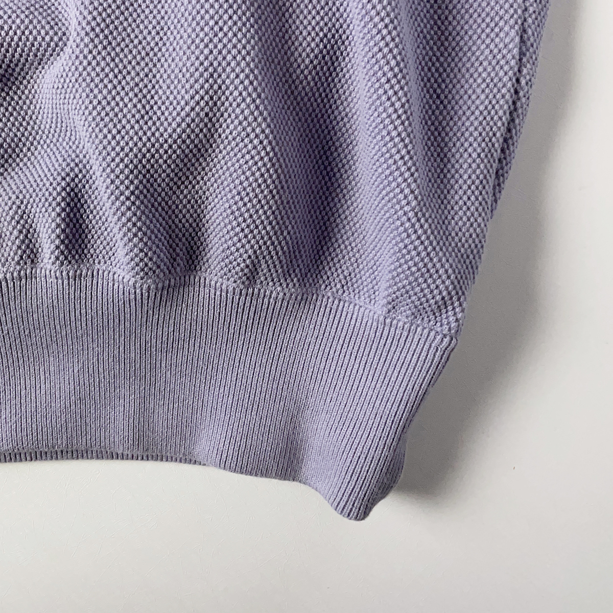 crepuscule ニットポロ シャツ 綿 100% オーバーサイズ 5分袖 コットン ショート丈 ウォッシャブル 紫 パープル クレプスキュール メンズ L
