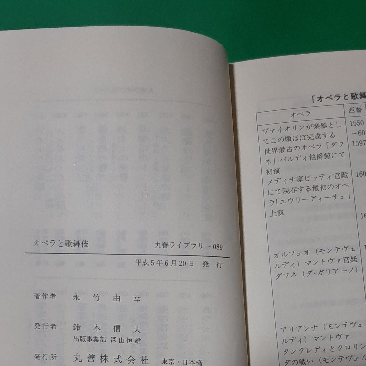 オペラと歌舞伎 マルゼン ライブラリー 永竹由幸 新書 初版