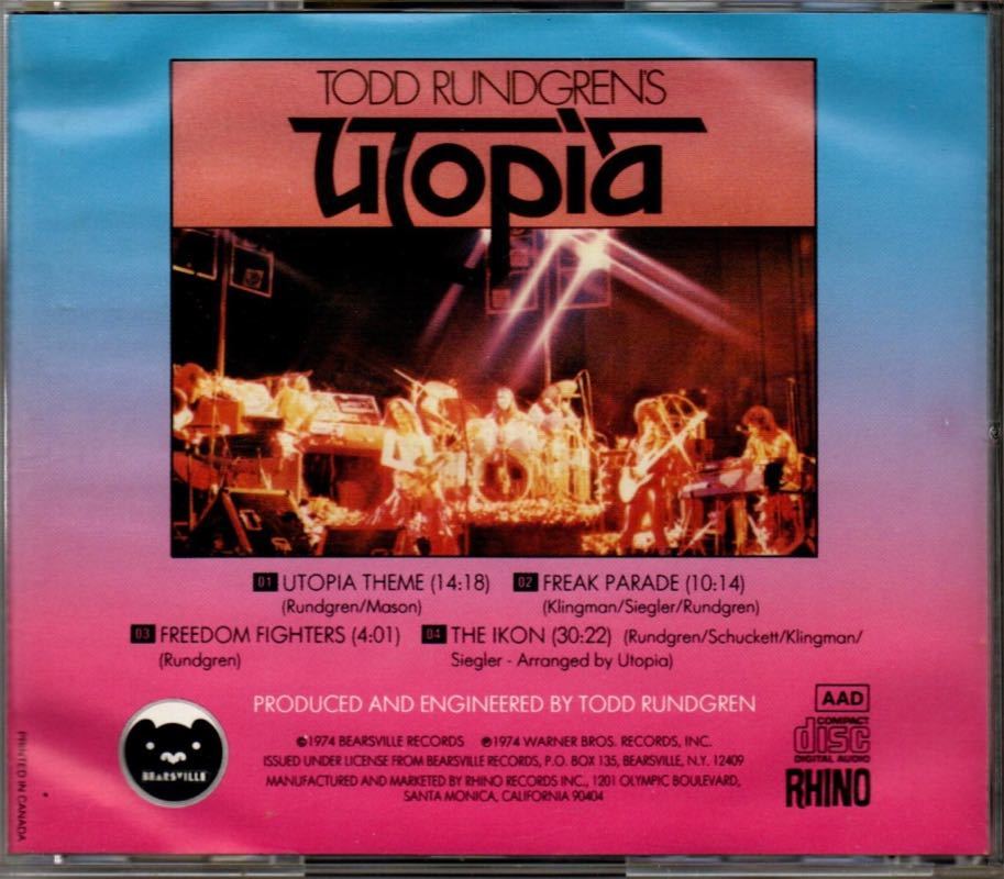 Todd Rundgren's Utopia 輸入盤 CD RNCD70865 ユートピア トッド・ラングレン_画像2