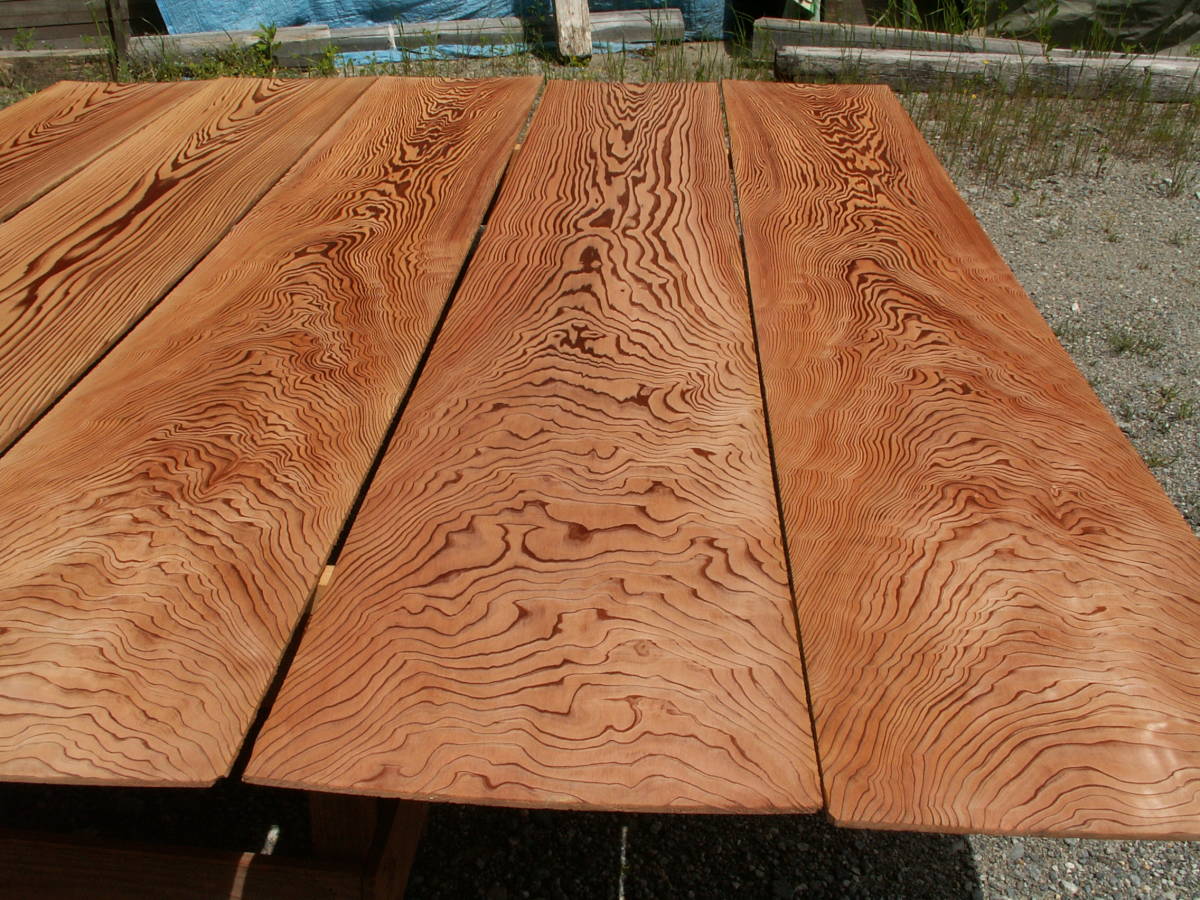 屋久杉、1.97~2m材 5枚 独特な木目、巾32.5cm、腰板、天井板、世界