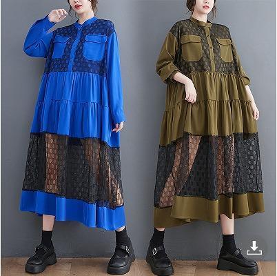 大きいサイズ レディース ロング ワンピース 春 秋冬 新品 長袖