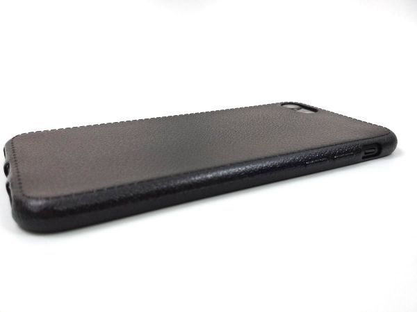 iPhone 7/8 レザー風 シンプル ソフトカバー ケース 薄型 シンプル TPU ブラックの画像3