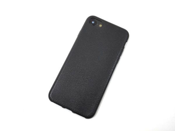 iPhone 7/8 レザー風 シンプル ソフトカバー ケース 薄型 シンプル TPU ブラックの画像1