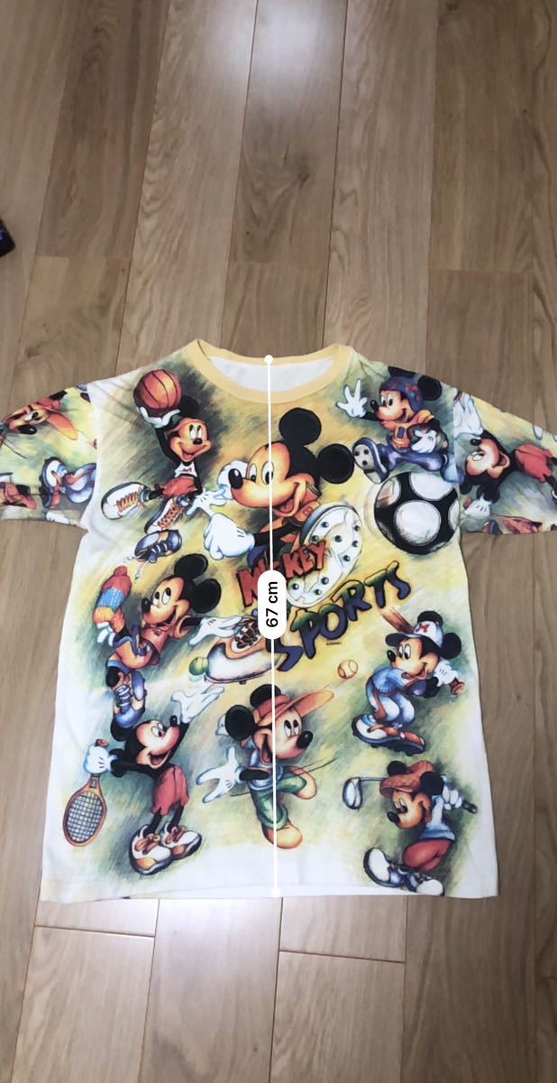 祝ディズニーランド40周年半袖Tシャツ激レア柄ミッキーマウススポーツ総柄ヴィンテージ古着屋購入TDRリゾートバスケサッカー野球_画像2