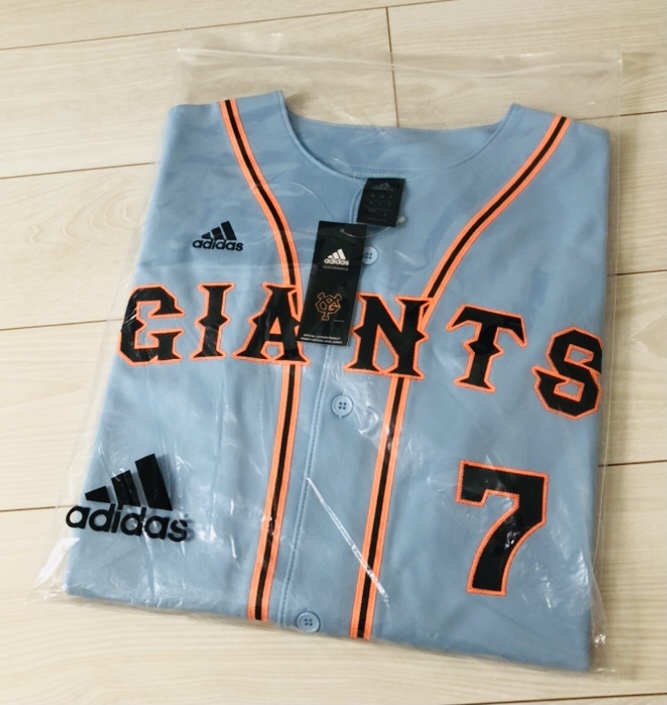 巨人 長野 久義 ユニフォーム adidas 日本製 JERSEY 刺繍 ビジター 水色 オレンジ 黒 G 東京 読売 ジャイアンツ プロ 野球 NPB 好きに も