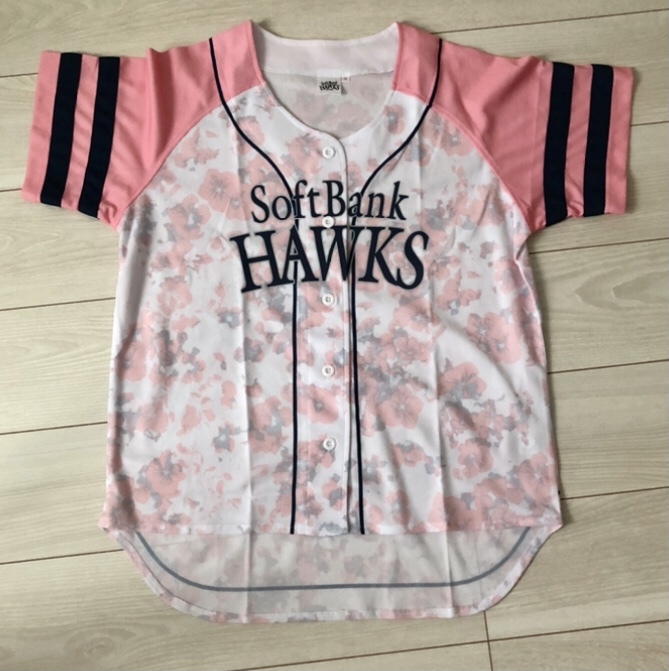 HAWKS タカ ガール ユニフォーム Softbank ピンク 梅の花 レディース プロ 野球 NPB 好きに も ソフトバンク ホークス_画像1