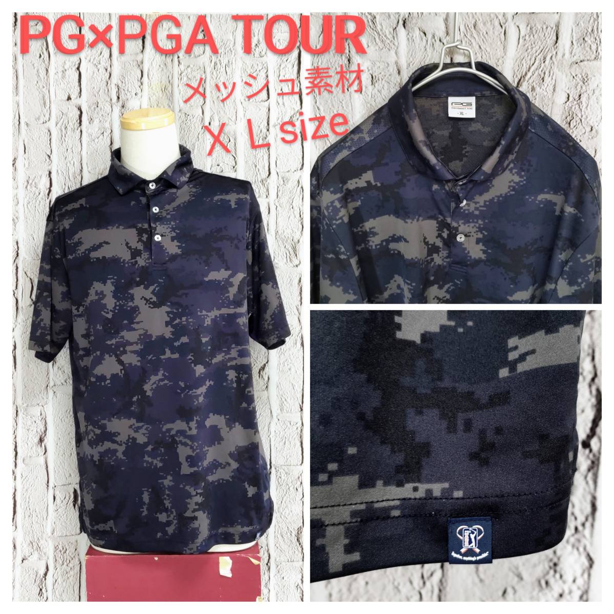 * бесплатная доставка * PG × PA TOUR рубашка-поло Performance механизм Golf одежда teji утка камуфляж XL