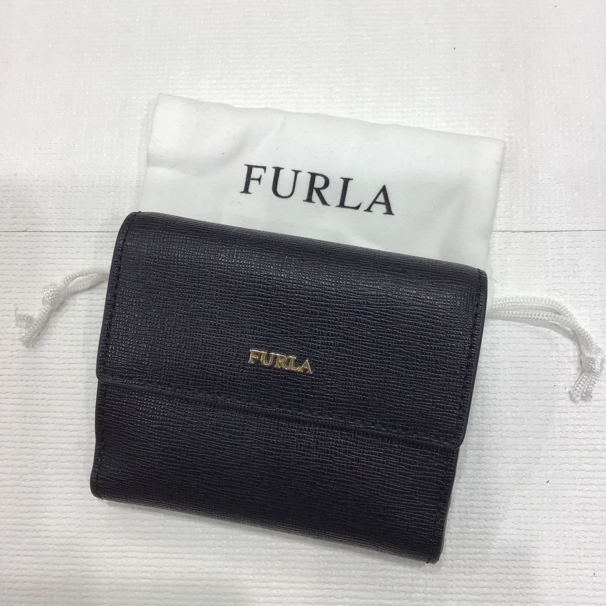 【FURLA フルラ】BABYLON バビロン 3つ折り財布 ブラック レザー 2308oki