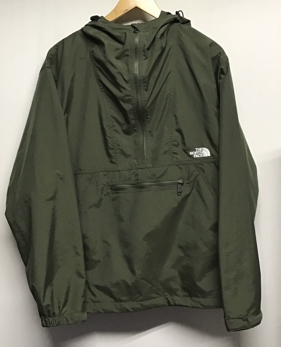 【THE NORTH FACE ザノースフェイス】NP22333 Compact Anorak コンパクトアノラック　ナイロンジャケット M 無地 オリーブ ナイロン_画像1