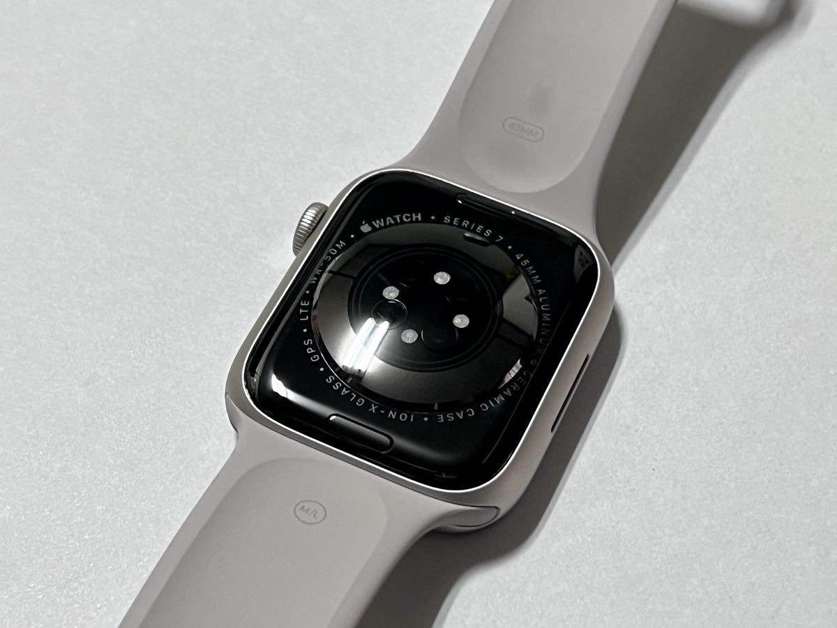 ★ 美品 バッテリー98% ★ Apple Watch Series 7 45mm アップルウォッチ スターライト アルミニウム GPS  Cellular 純正品 スポーツバンド