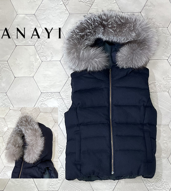 極美品◇ANAYI ダウンベスト フォックスファー ダブルフェイス