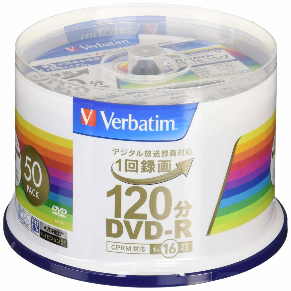 三菱ケミカルメディア Verbatim 1回録画用DVD-R(CPRM) VHR12JP50V4 (片面1層/1-16倍速/50枚) _画像1