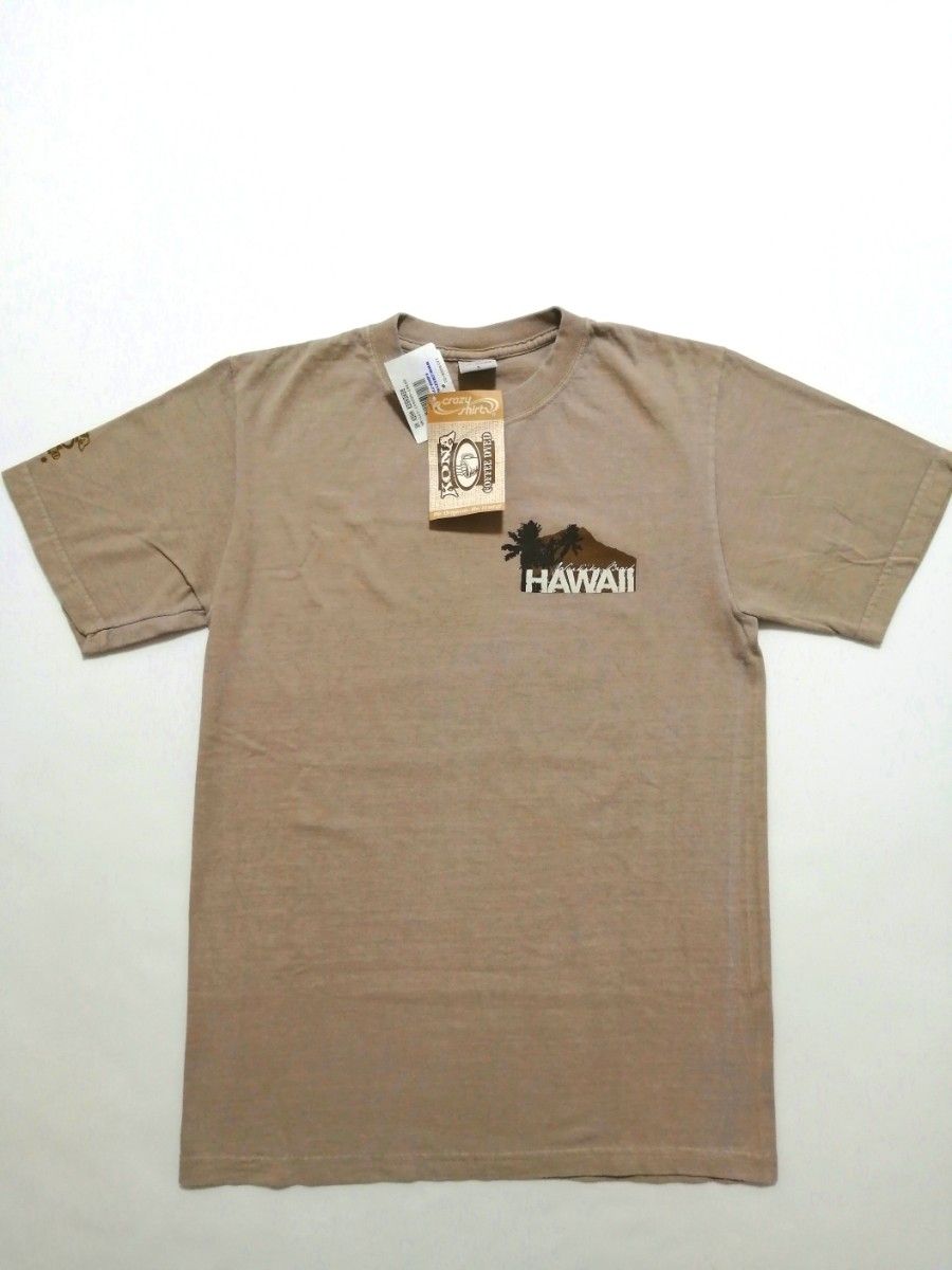 新品 未使用 ハワイ アロハ クレイジーシャツ コナコーヒー Tシャツ ベージュ ブラウン S