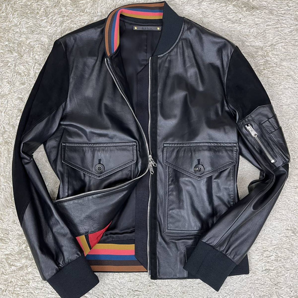 ヤフオク! - ポールスミス Paul Smith ラム×ゴート レザー切...