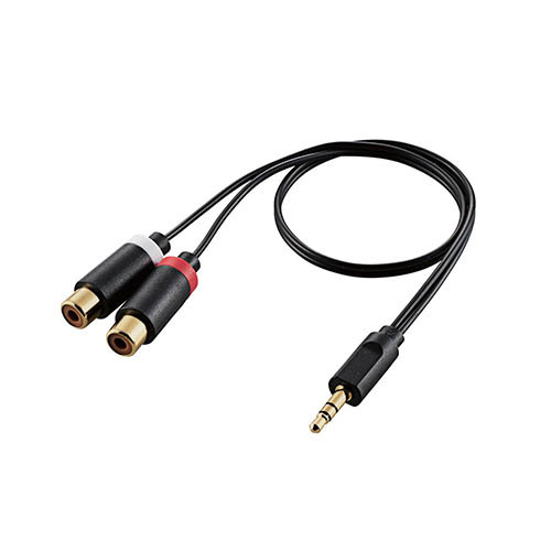 [Набор 5] Elecom AV Cable/3,5, Адаптер преобразования/3,5,5φ-RCA × 2 самка/черный/0,3 м DH-MWRFN03X5