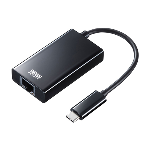 サンワサプライ USB3.2 TypeC-LAN変換アダプタ(USBハブポート付・ブラック) USB-CVLAN4BKN_画像1