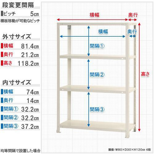 スマートラック NSTR-453 間口800×奥行200×高さ1200mm 4段 ホワイト_画像5