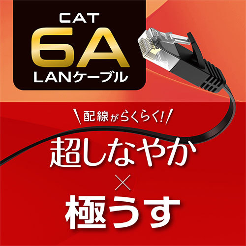 ミヨシ CAT.6A LANケーブル フラット ブラック 1m C6A-F01BK_画像3