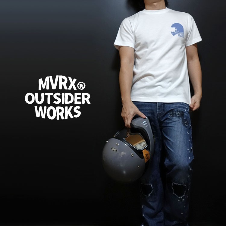 Tシャツ 半袖 M メンズ バイク モトクロス MVRX ブランド GOGGLE モデル ホワイト 白 ブルー_画像2