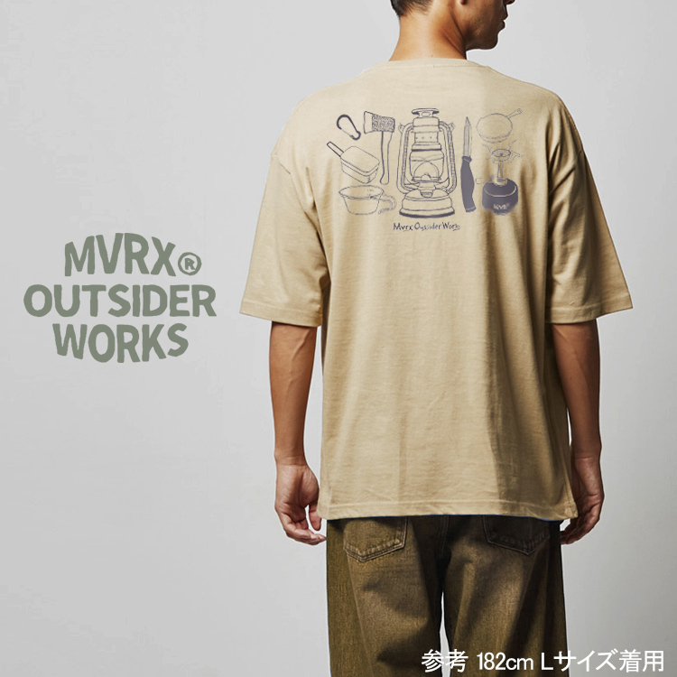 Tシャツ ポケット付き 半袖 S ビッグTシャツ メンズ MVRX ブランド CAMP GEAR モデル キャンプ道具 カーキ_画像3