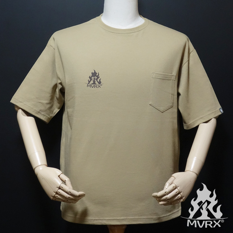 Tシャツ ポケット付き 半袖 S ビッグTシャツ メンズ MVRX ブランド CAMP GEAR モデル キャンプ道具 カーキ_画像5