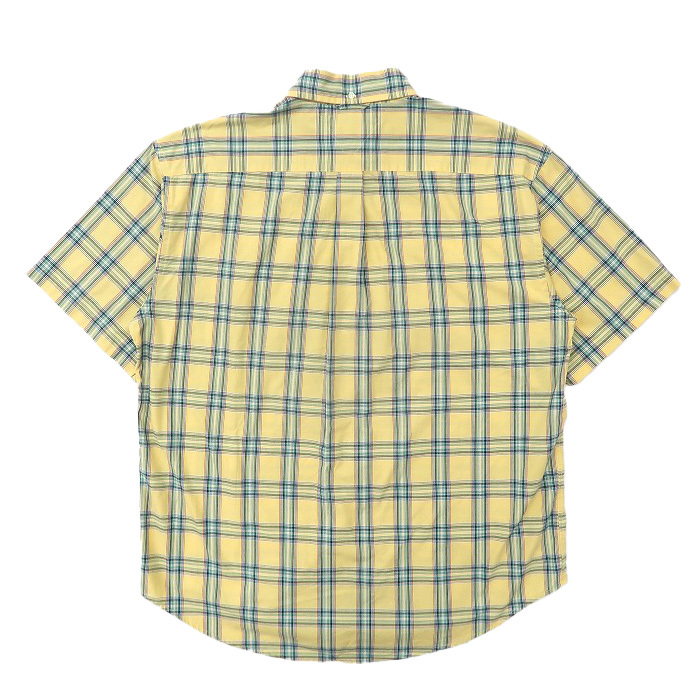 古着 TOMMY トミーヒルフィガー ボタンダウンシャツ 半袖 チェック柄 イエロ−ベース サイズ表記：XL　gd79403_画像2