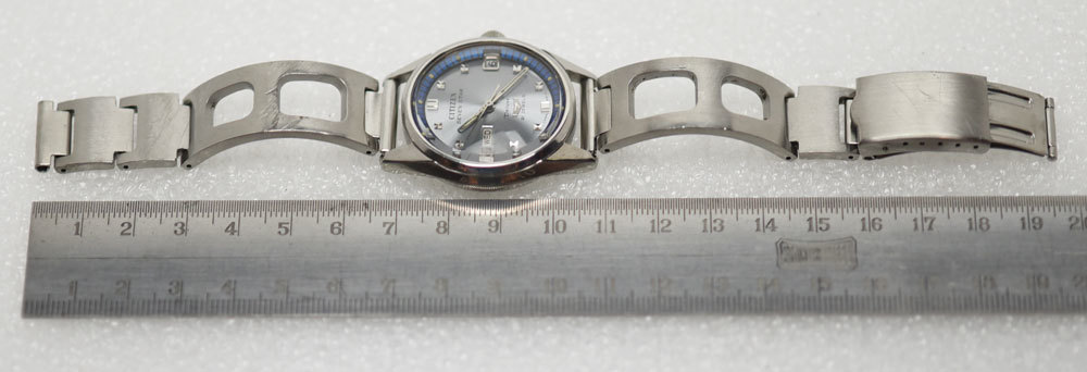 1965年～ シチズン セブンスター シルバーｘブルー デラックス ガラス風防 21石 自動巻き アンティーク 腕時計_画像9