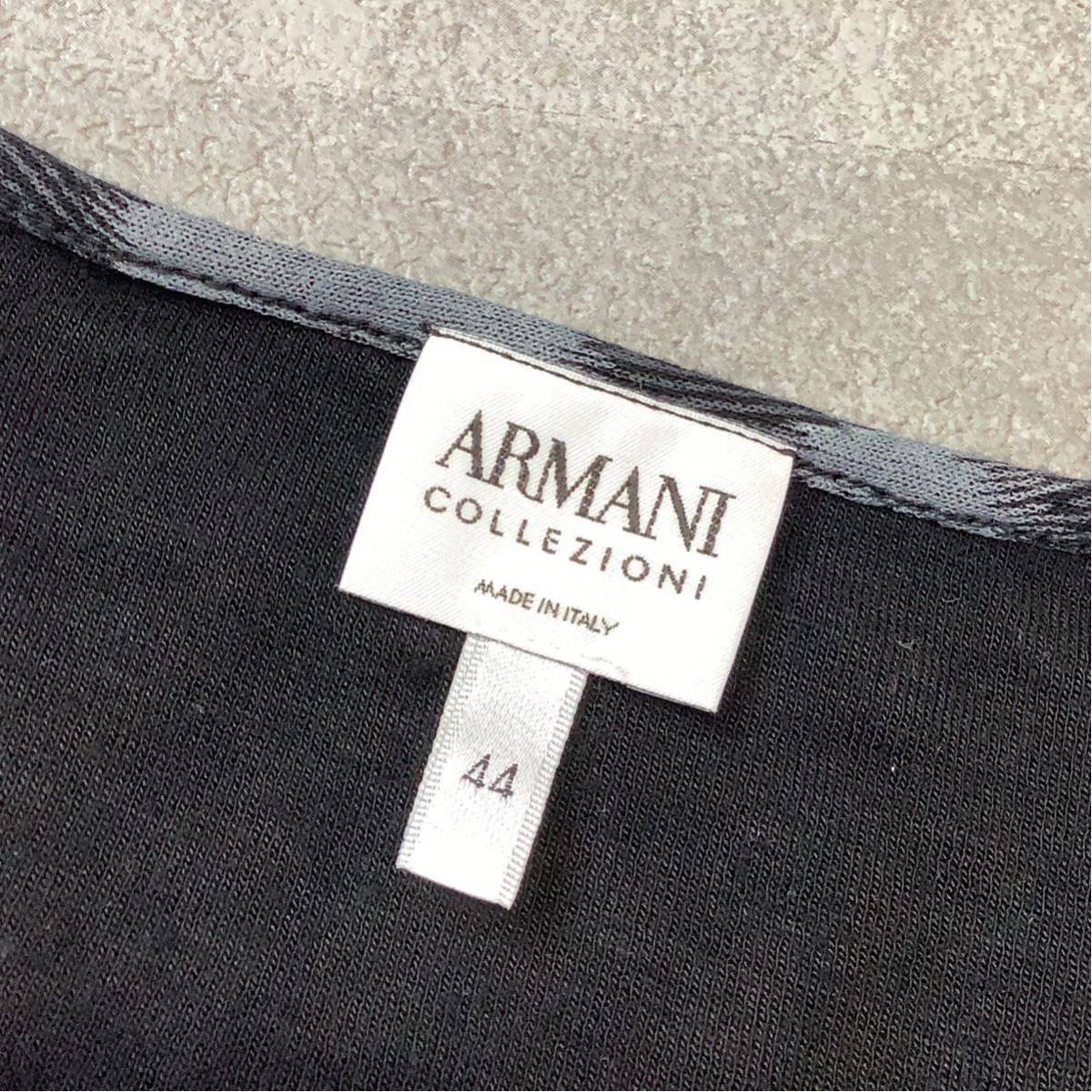 прекрасный товар ARMANI COLLEZIONI Armani koretsio-ni Италия производства дизайн точка t рубашка женский 44 размер черный серый 