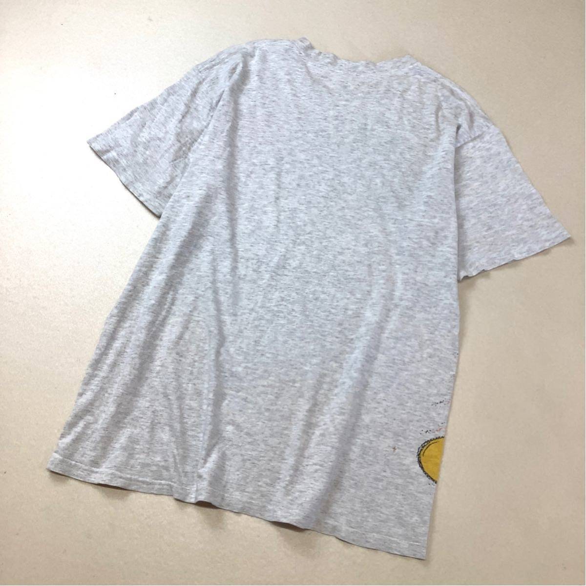 90‘s USA製 Disney オールドディズニー ハリウッドミッキー オーバーロゴ 半袖Tシャツ メンズ XL相当 霜降りグレー 丸胴_画像2