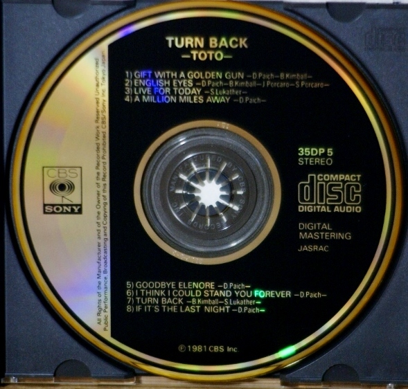 トト/ターン・バック★希少！金レーベル 旧打刻印体35DP-5-2 1B1★CBS/SONY刻印★TOTO/Turn Back★_画像2