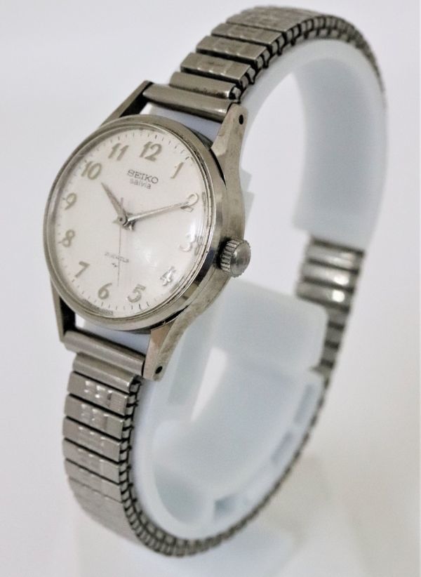 セイコー SEIKO Salvia 手巻 腕時計 21JEWELS 1104-0030 伸縮ベルト ヴィンテージ_画像3