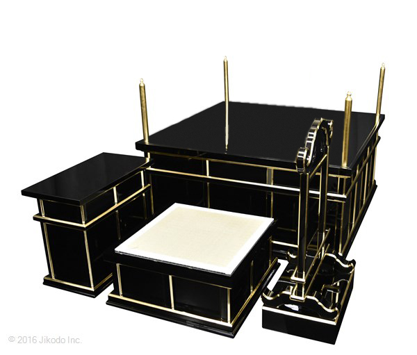 【寺院仏具】黒塗り　3.5尺　新型二重 大壇・護摩壇　ケイ台付(磬台)　　国内自社工場制作の高級木製仏具(受注生産品)(商品番号11147k）_画像1