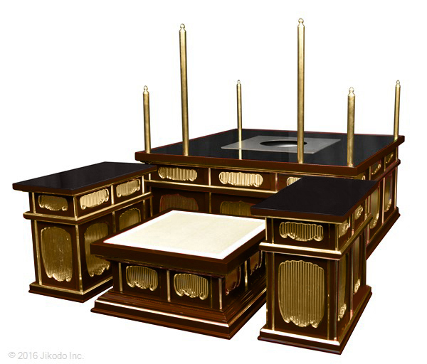 【寺院仏具】潤み塗り　3.5尺　二重護摩壇・大壇　脇机2台　国内自社工場制作　(受注生産品)(商品番号11050u）_画像1