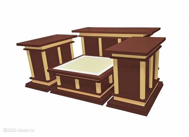 【寺院仏具】潤み塗り　慈光型の3.5尺密壇(登高座)4点セット　サイズ調整可能　自社工場制作木製仏具(受注生産品)(商品番号10235u)