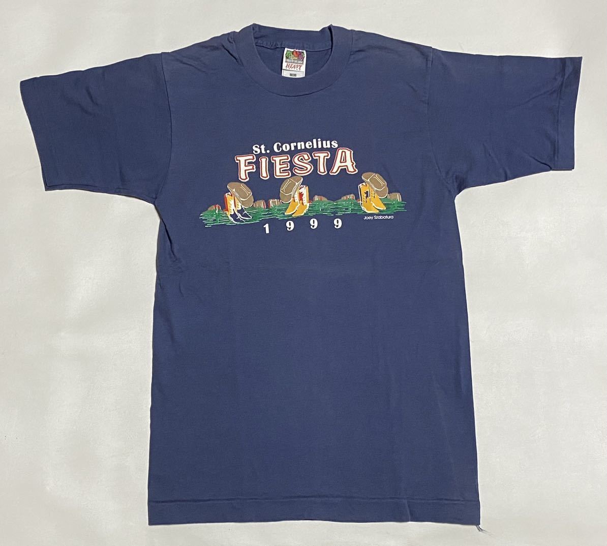 90's FRUIT OF THE LOOM St.Cornelius FIESTA 1999 プリントTシャツ Sサイズ ビUSA製 ビンテージ古着 90年代 ウエスタン vintage 80's