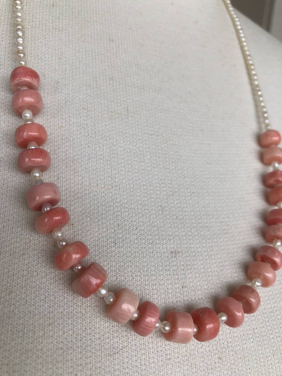  pink ..* baby fresh water pearl long necklace 