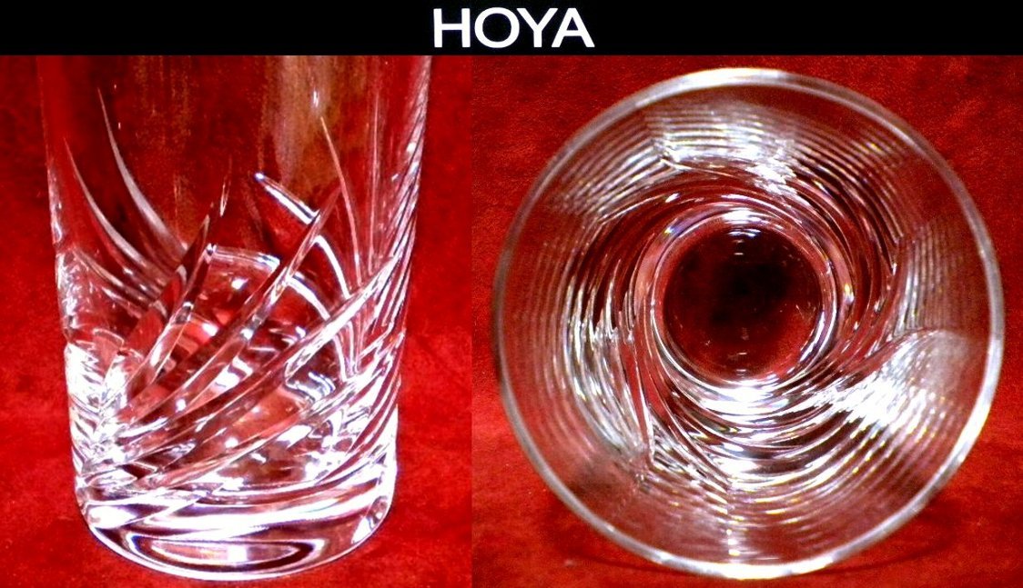 売切 HOYA クリスタル カットグラス 容量170cc 2客組 日本製 未使用品 取説付 A/C 寸法φ上59/下52×H95mm 重量190ｇ、口元1.6mm、底厚11mm_画像10
