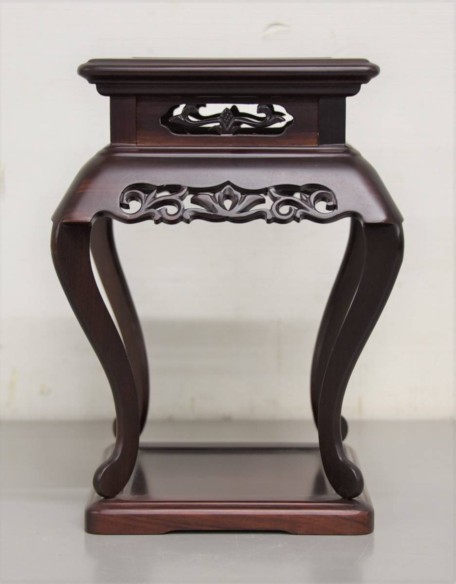 EY8-50 現状品 木製 猫脚 透かし彫り 花台 香炉台 盆栽台 高卓