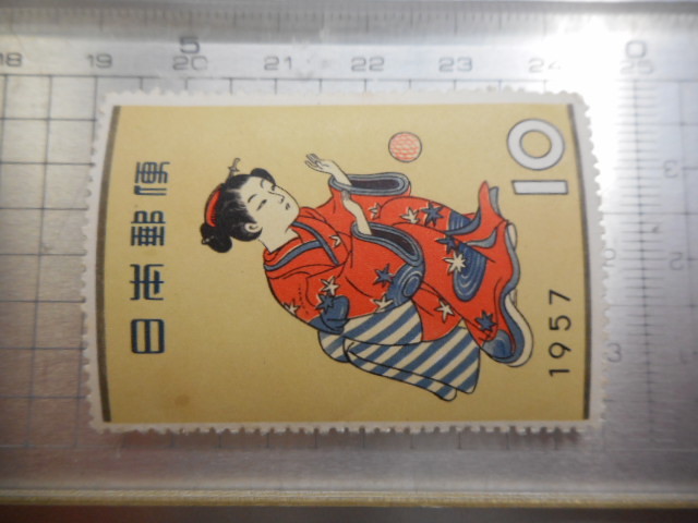  stamp old stamp commemorative stamp Japan mail 1957 year 10 ukiyoe talent kabuki . ornament north .. comfort source . monogatari picture Japanese picture etc. -M-023