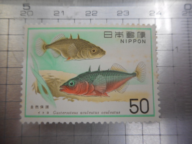 切手 古い切手 記念切手 日本郵便 ５０ いとよ イトヨ 魚 海 海水魚 淡水魚 熱帯魚 自然保護 等 NIPPONーGー031