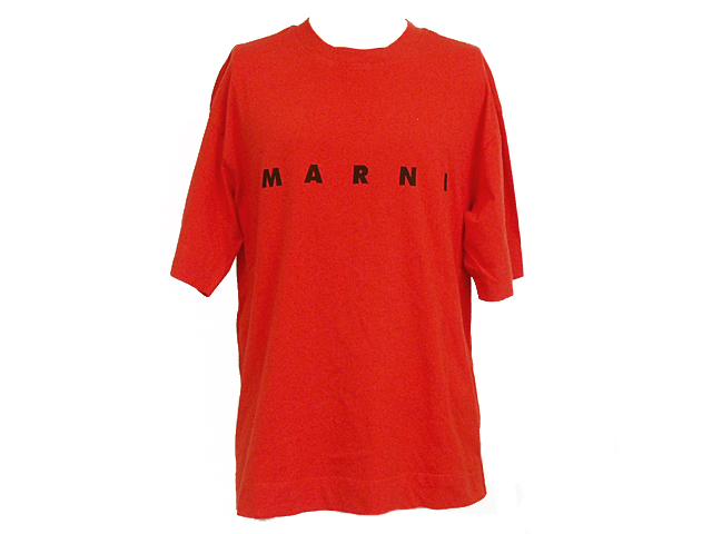 セール特価 ロゴプリント MARNI マルニ 富士屋◆ Tシャツ クリーニング済 メンズ サイズ40 レッド THJET49EP1 男性用