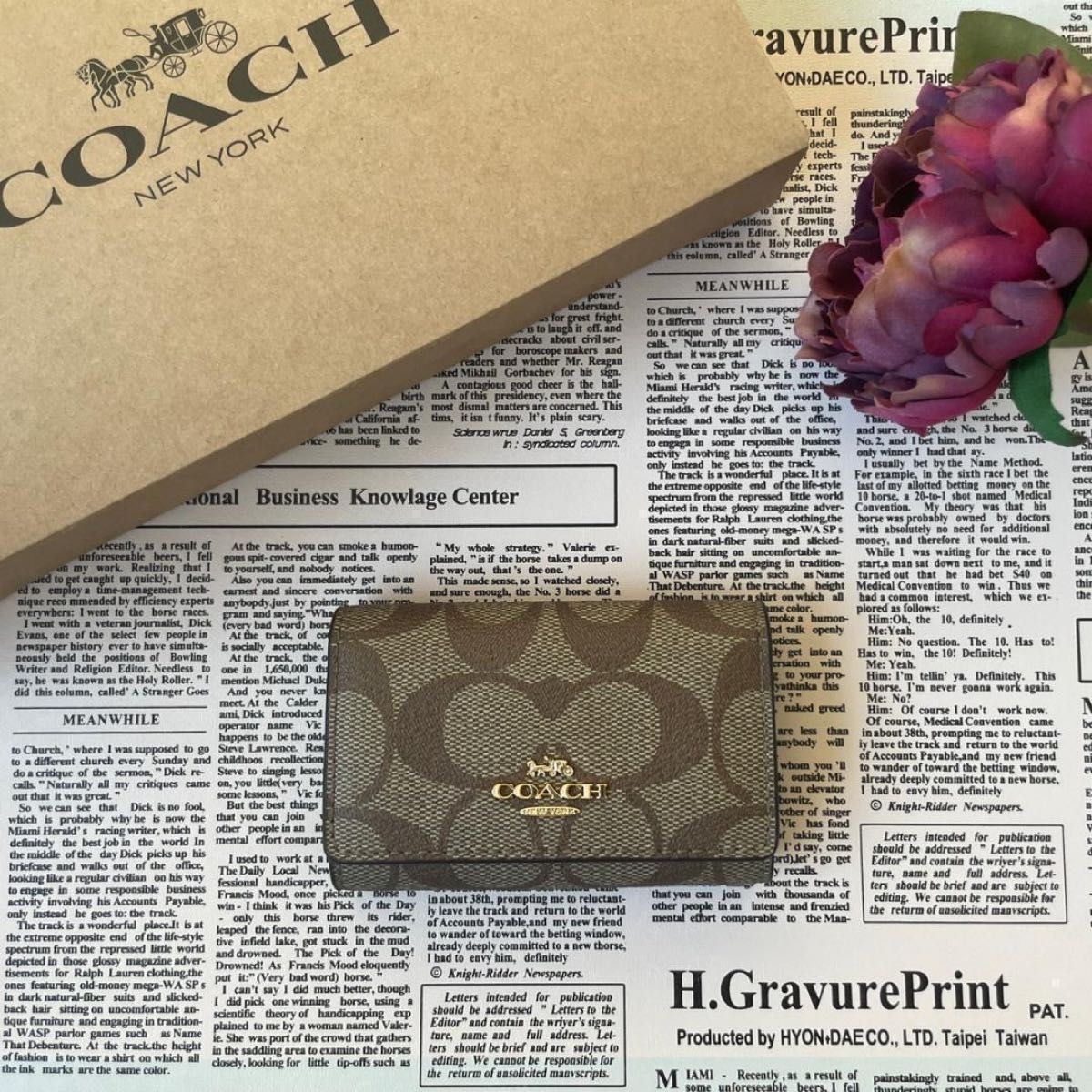 COACH コーチ ファイブリング キーケース シグネチャーロゴ カーキ レザー レディース 新品未使用 プレゼント