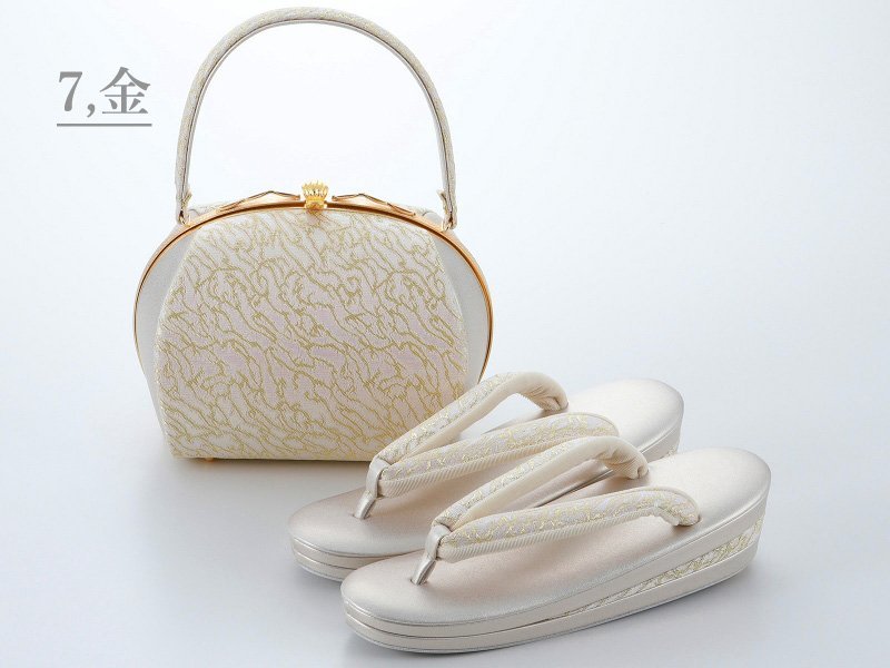 #. equipment for made in Japan # low b deco rute zori bag set L size robe (7 gold ..) [ wedding coming-of-age ceremony ]